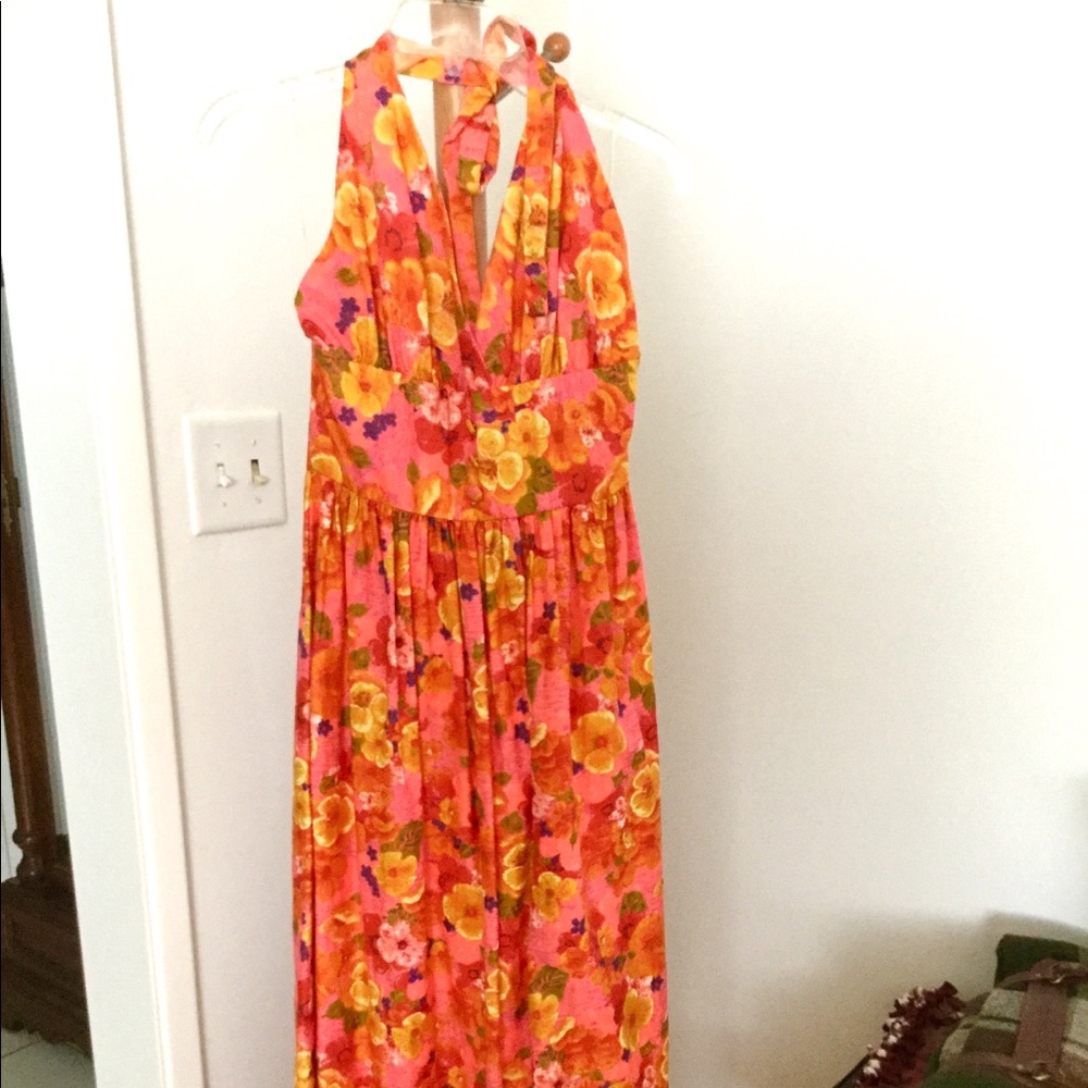 Hilo Hattie Vintage Hawaiian Maxi Halter Dress